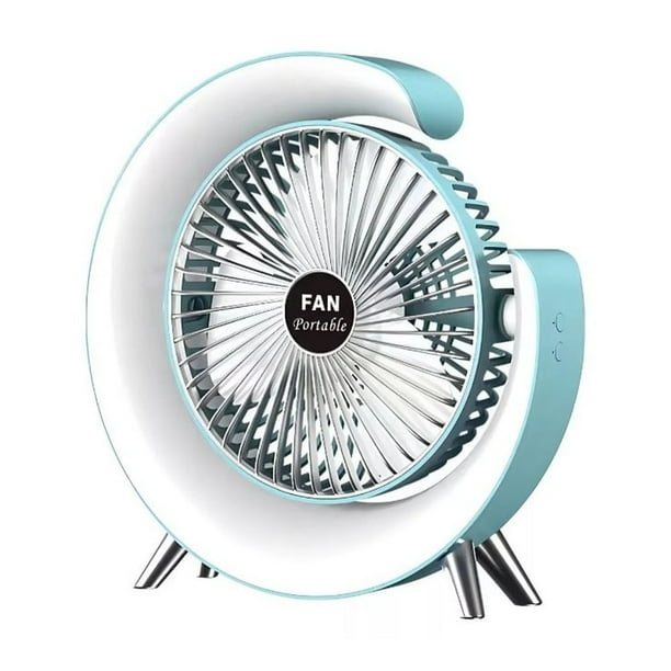 7 Colores 3 De Velocidad Recargable Lámpara Mini Ventilador Estructura Verde Aspas Blanco Diámetro 6 Material De Las Aspas Plástico