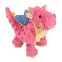 goDog Dragons Squeaky Plush Dog Toy, Chew Guard Technology, Coral, Small