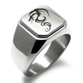 thumbnail image 1 of Stainless Steel Shadow Dragon Engraved Square Flat Top Biker Style Polished Ring, 1 of 1