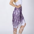 thumbnail image 5 of Triangle Sequin Fringe Mesh Hip Scarf Arabian Scarves Wrap Without Coins Purple, 5 of 5
