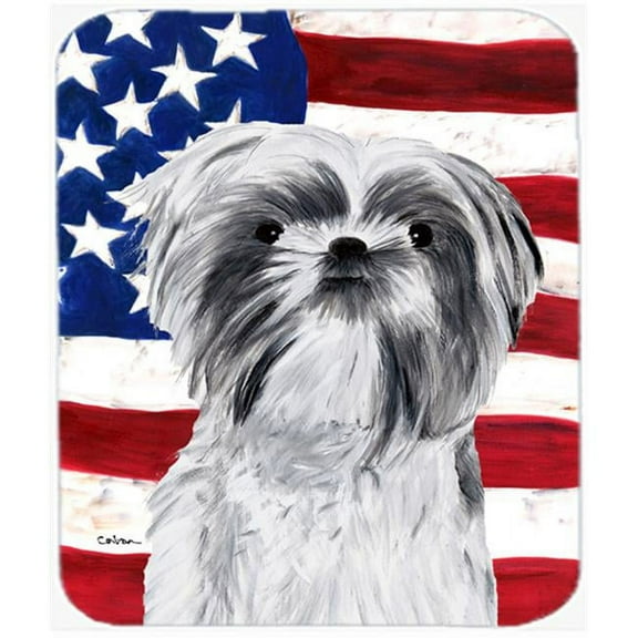 Usa American Flag With Shih Tzu Mouse Pad, Hot Pad Or Trivet