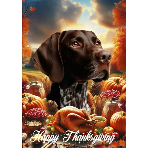 German Shorthair Pointer - Best of Breed Thanksgiving Outdoor Garden Flag 12" x 17" Mailbox Flag Dog Flag