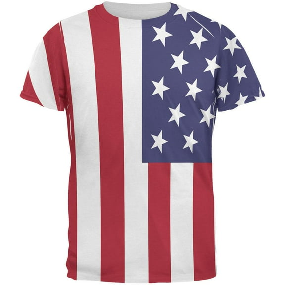 4th of July American Flag All Over Adult T-Shirt - Small