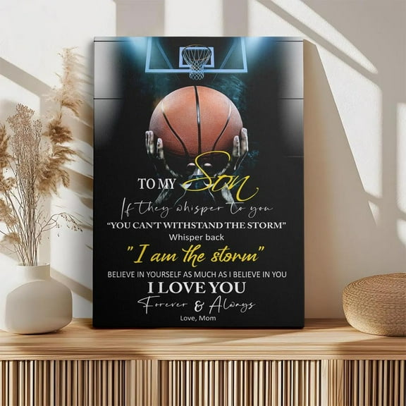 Basketball 'I Am The Storm' Quote Art Teen Boy Room Decor Home Decor, 8x12 UNFRAMED