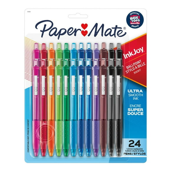 Paper Mate InkJoy 300RT Retractable Ballpoint Pens, Medium Point (1.0 mm), Assorted Colours, 24 Count