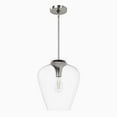 thumbnail image 2 of Hunter - Vidria 1-light Brushed Nickel, Medium Size Pendant Light, Dimmable, Formal Style, Bell Shaped, for Bedrooms, Kitchens, Dining, Living Rooms - 49010, 2 of 10