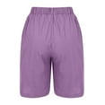 thumbnail image 3 of Juslio Womens Shorts Ruffle Cotton Linen Solid Casual Pockets Loose Comfy Ladies Shorts, 3 of 6