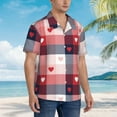 thumbnail image 3 of Susaid Heart Plaid Print Hawaiian Shirts for Men Women,Hawaiian Summer Short-Sleeve Casual Relaxed-Fit Button-Down,3X-Large, 3 of 7