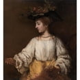 thumbnail image 2 of Rembrandt van Rijn 12x13 Black Ornate Wood Framed Double Matted Museum Art Print Titled: Flora (ca. 1654), 2 of 5