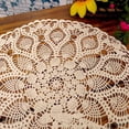 thumbnail image 4 of Handmade Crochet Tablecloth,Round Cotton Lace Table Placemats Knitted Tablecloth,Rippled Edge，23.6 Inch，Beige, 4 of 4