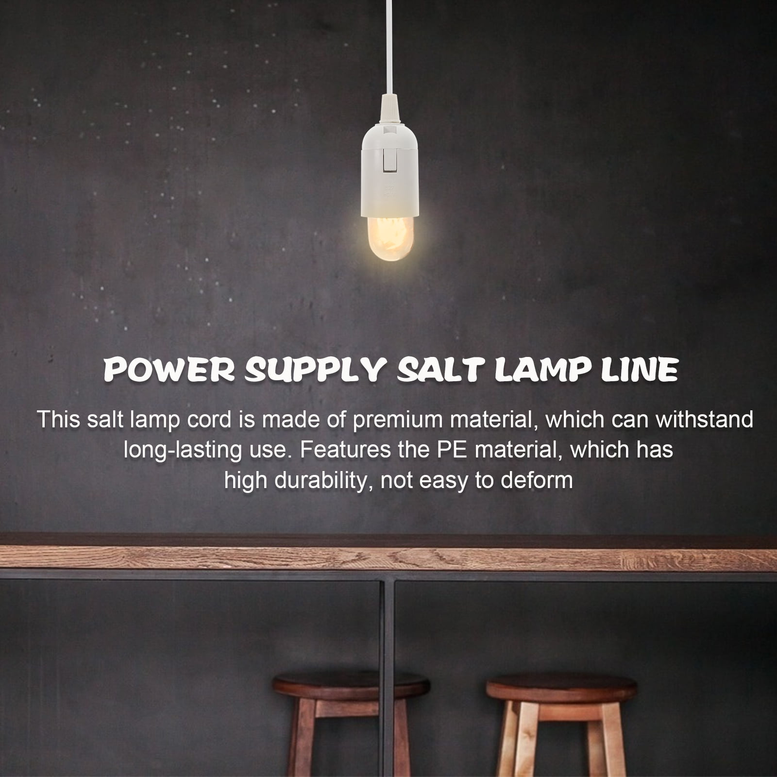 2 Pack Hanging Lamp Holder with Wire Pendant Light Cord Power Chandelier Bulbs Socket White Pvc