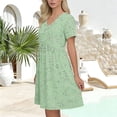 thumbnail image 4 of BRGZLK Dresses For Women 2026 Printed Casual Summer V Neck Babydoll Dress Short Sleeve Fashion Beach Vacation Clothes, 4 of 6