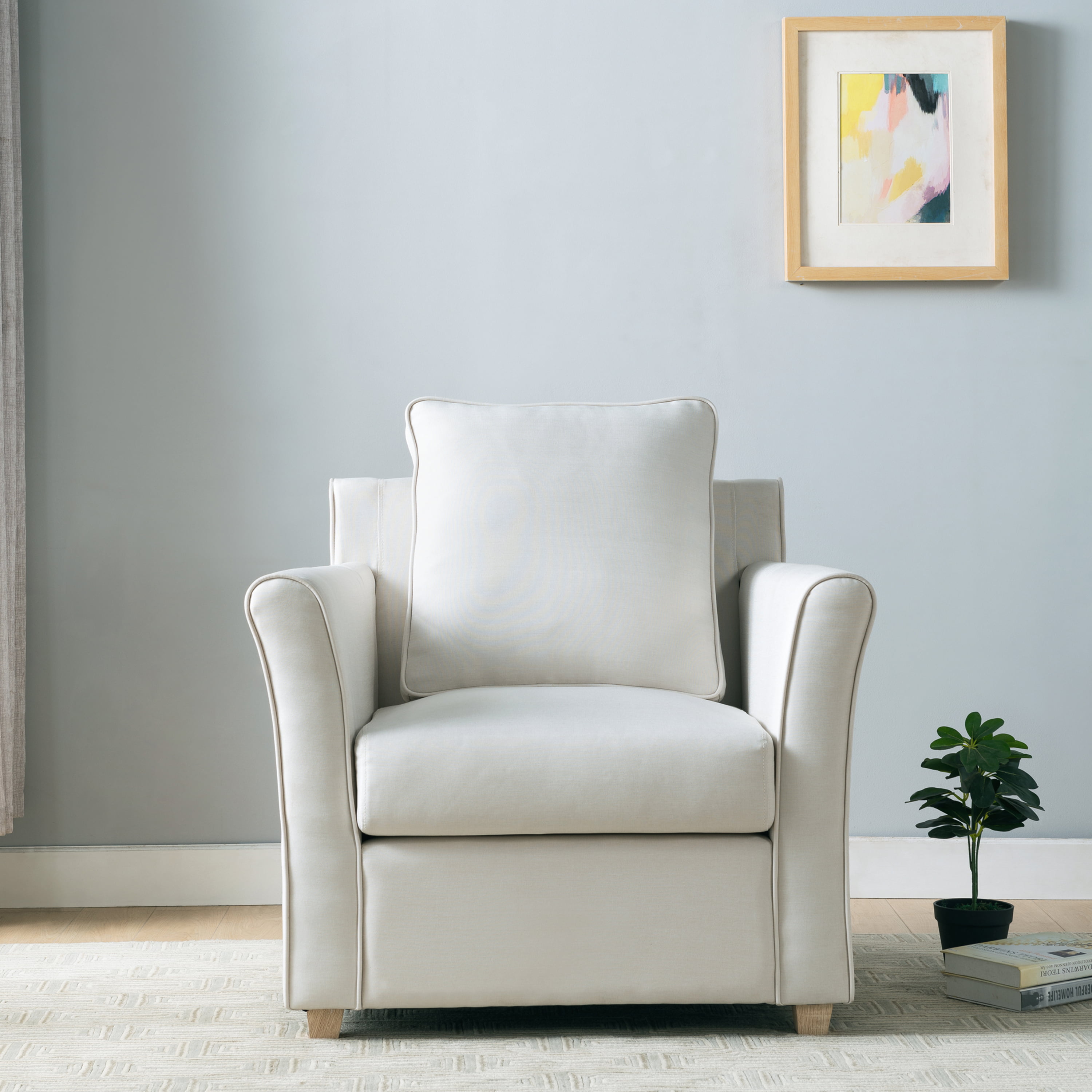 Furniture of America Modern Faux Leather Beltram Accent Chair, Cream