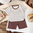 thumbnail image 2 of KPOPLK Toddler Baby Boy Summer Clothes Trucks Letters Short Sleeve T-shirt Top Elastic Waist Shorts Set Summer Outfit 2Pcs(White,5-6 Years), 2 of 4