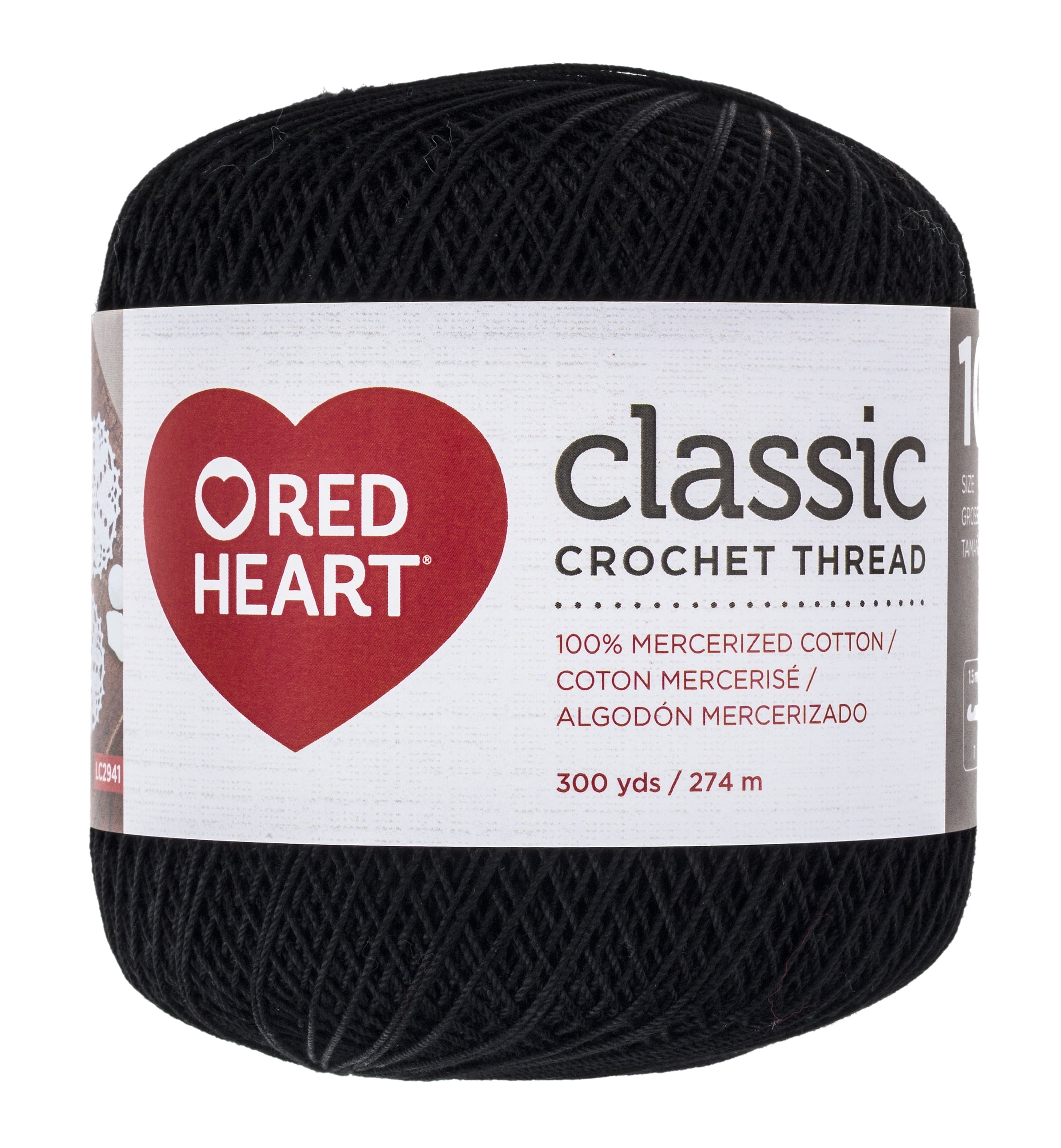 Red Heart Fashion Cotton Size 3 Black Yarn, 1 Each