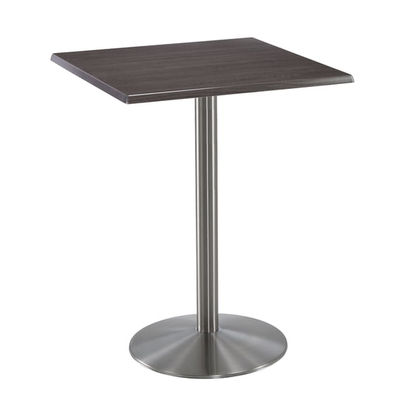 Holland 42" Stainless Round Base Square Table in 30" Charcoal Top