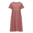 thumbnail image 5 of Sentmoon Maxi Summer Dresses Oversized Short Sleeve Casual Summer Dresses for Women Solid Color Loose Crew Neck Womens Dresses for Wedding Guest with Pockets for Weekend Brunch XXXXXL, 5 of 7
