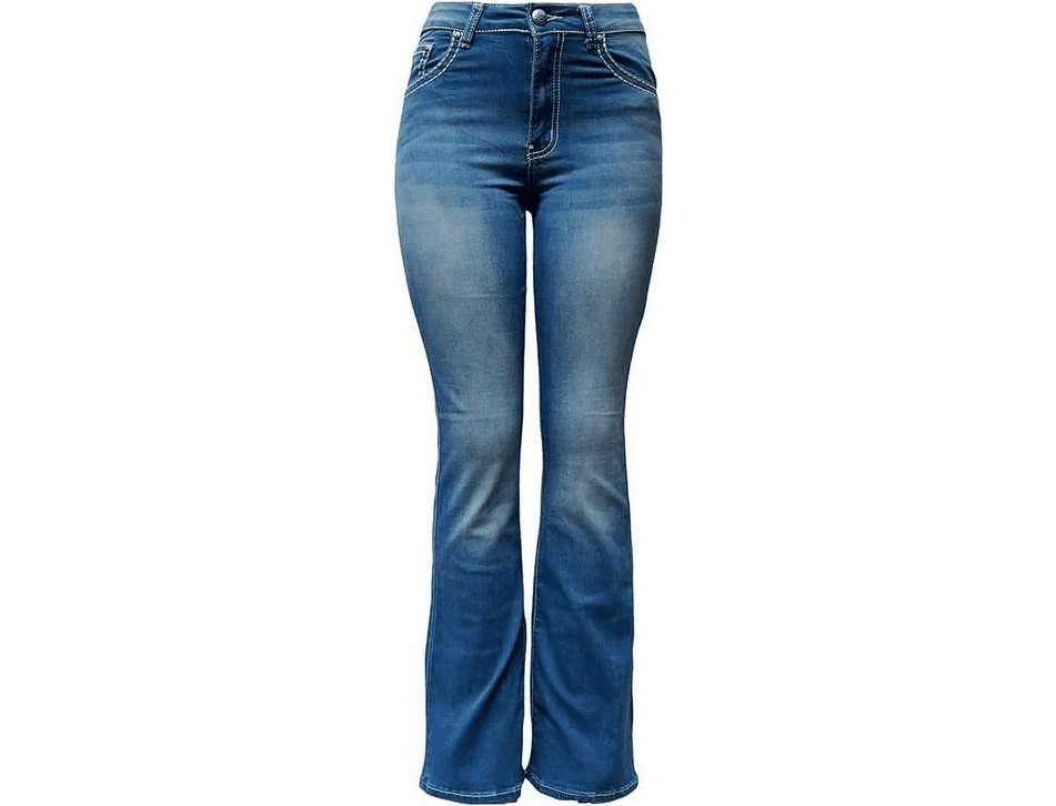 LA Idol Women's Rhinestone Mid Rise Bootcut Jeans, Spandex