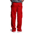 thumbnail image 5 of Men's Wide Leg Cargo Pants High Waisted Drawtring Baggy Adjustable Casual Loose Fit Warm Trousers Hiking Work Pant with Multi Pockets Red S, 5 of 9