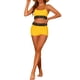 thumbnail image 2 of Conjuntos de bikini de contraste para el Día de la Madre de mujeres, 2 piezas, traje de baño de cintura alta con escote redondo, pequeño, amarillo, 2 of 5