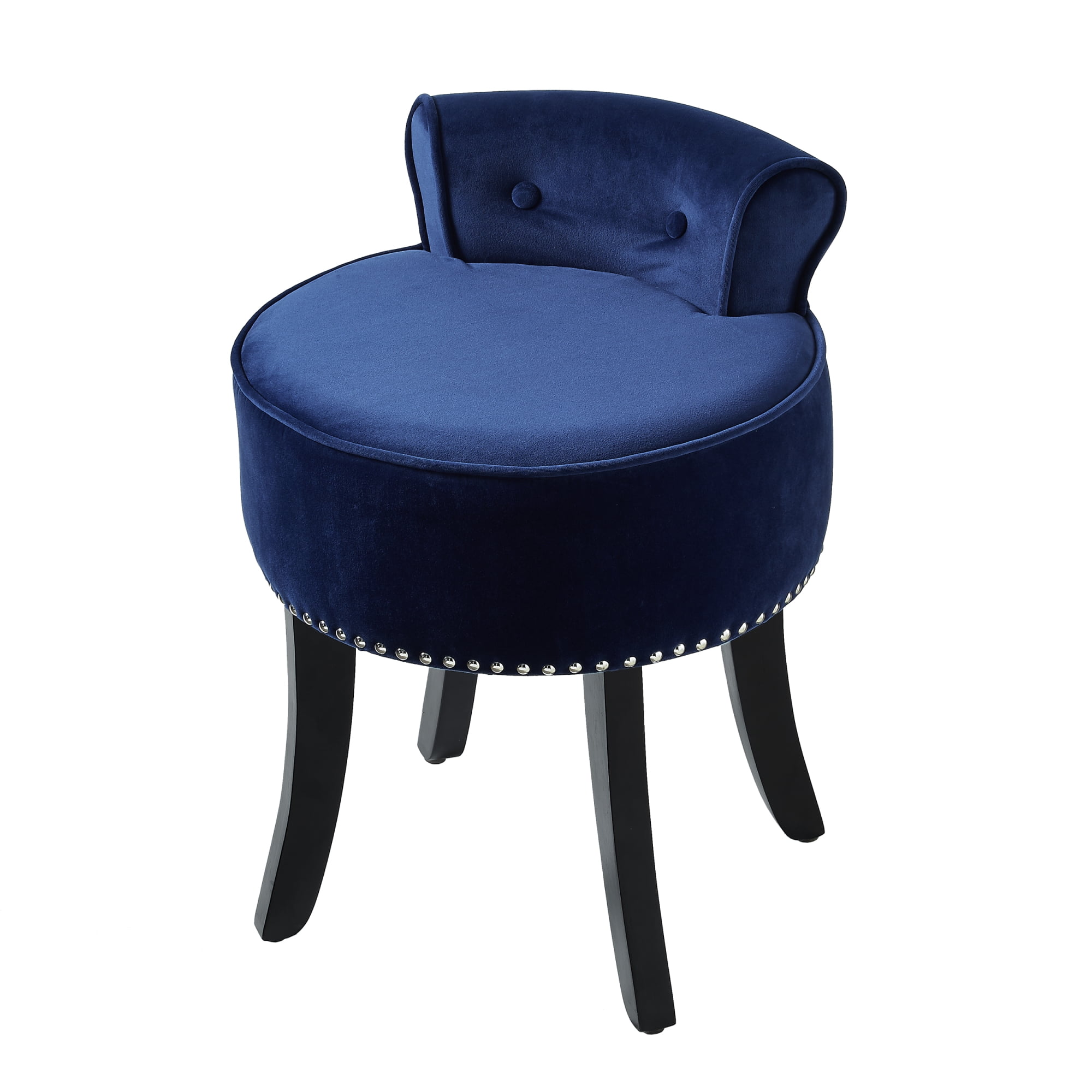 Inspired Home Jasper Velvet Vanity Stool Nailhead Trim Roll Back