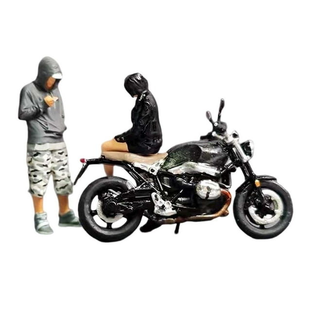 1/64 Figures Motorcycle Diorama Scenery Miniatures Sand Scene Character B