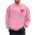 thumbnail image 3 of YOIAVAIOY Men Heart Print Sweatshirt Trendy Long Sleeve Love Graphic Sweatshirts Loose Casual Fall Pullover Top with Pocket Pink S, 3 of 9
