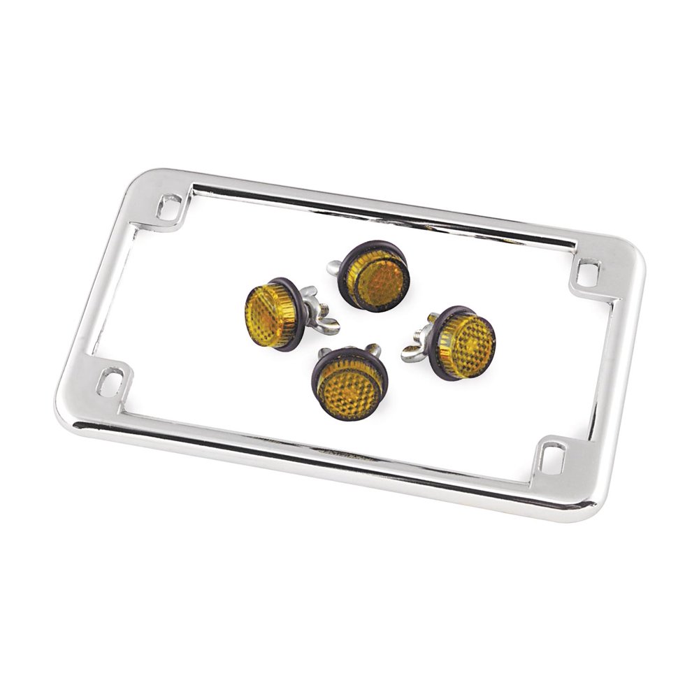Chris Products License Plate Frame with Reflectors Amber Reflectors 601