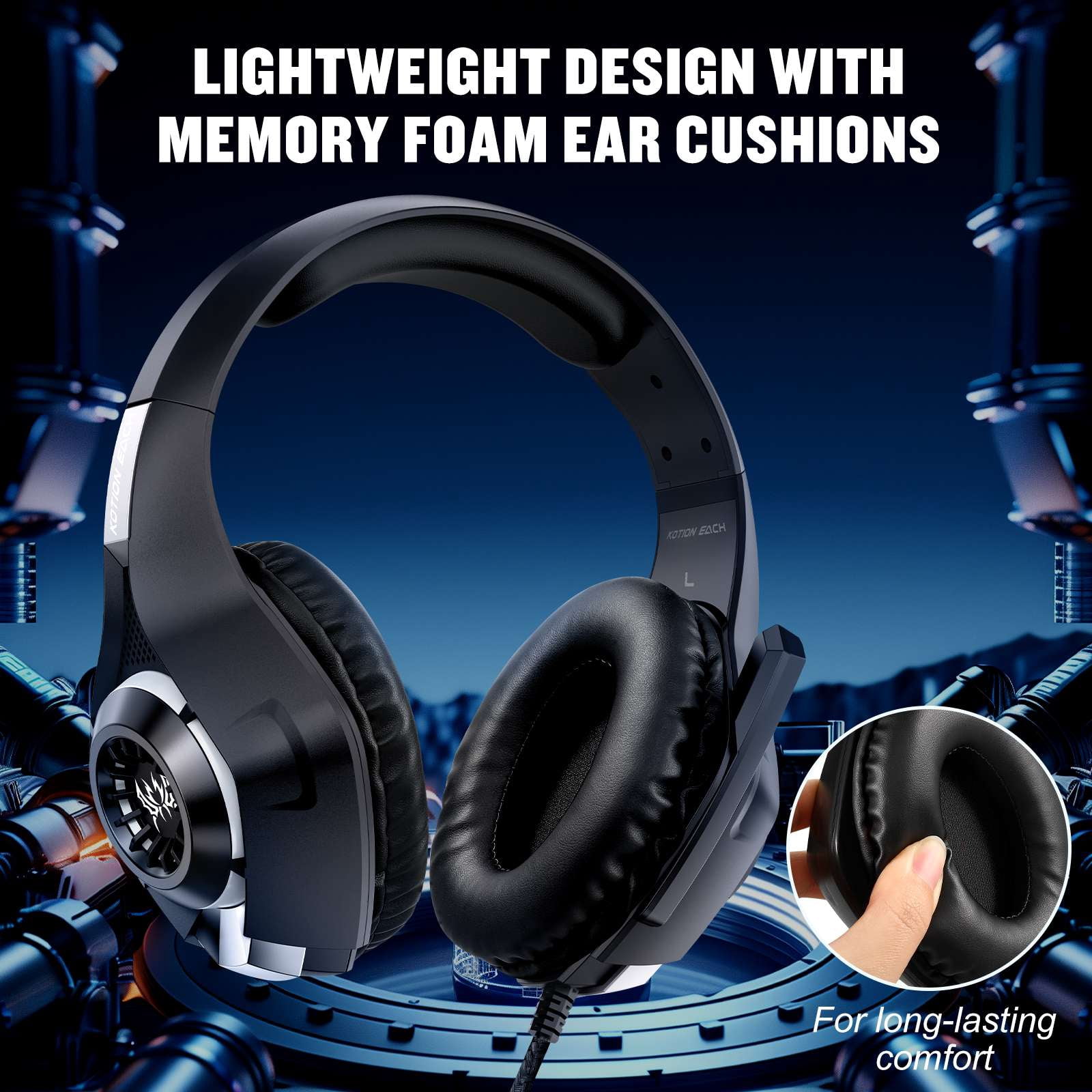Gaming Headsets Wired for PS4 PS5 Switch Xbox One PC with RGB Light, Noise Canceling Mic,Surround Sound,Over Ear Muffs Gaming Headphones,Black