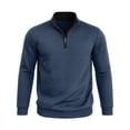 thumbnail image 4 of TOUMENY Men Zip Up Sweater High Neck Long Sleeve Solid Casual Comfy Slim Fit Pullover Fashion Knit Fall Winter Layer Tops Jacket Blue S, 4 of 7