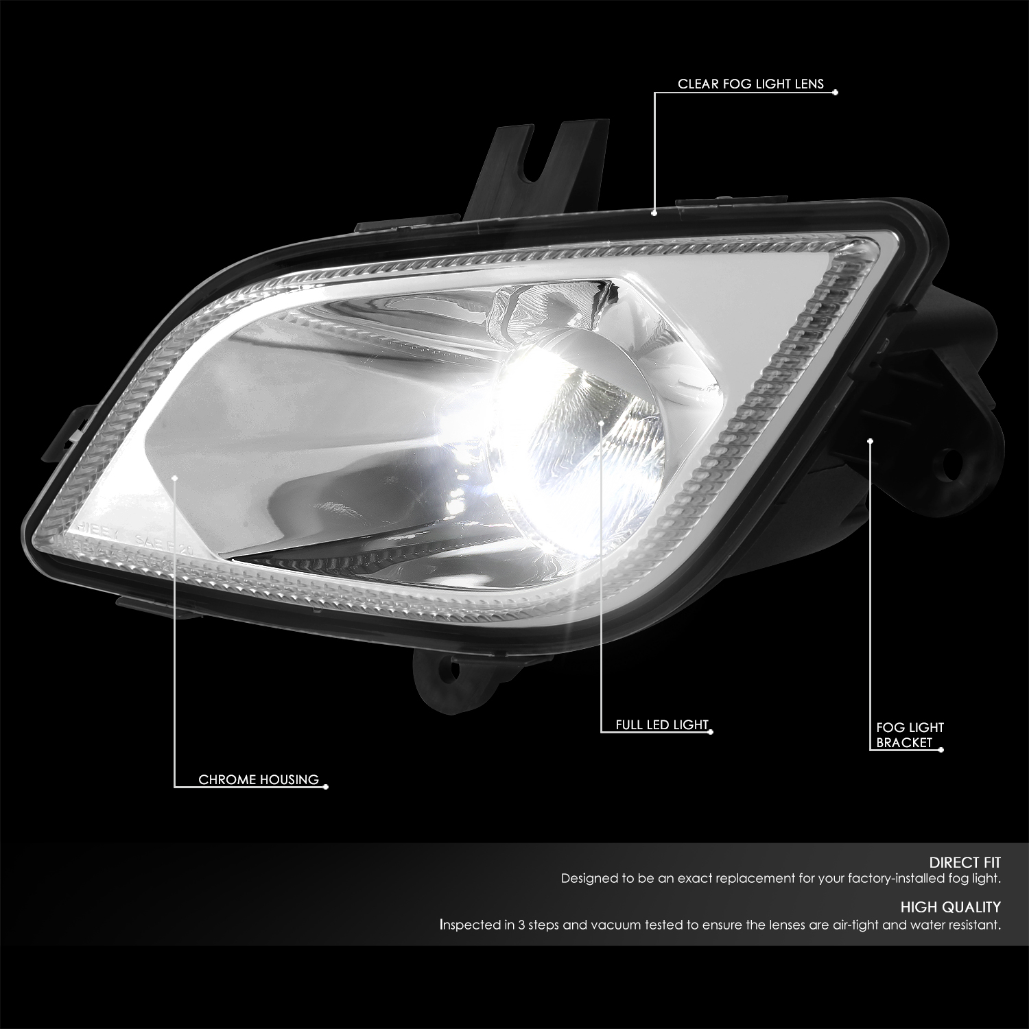 DNA Motoring LED Driving Fog Light Lamps for 2018-2024 Freightliner Cascadia, Chrome Housing