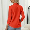 thumbnail image 4 of Women's Stand Collar 3/4 Sleeve Blouse Casual Basic Top All Season Fashion Trending Apparel, 4 of 6