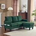 thumbnail image 6 of Ktaxon Convertible Sectional Sofa, L Shaped Couch with Storage Ottoman, Corduroy 3-Seater Couch for Small Space Living Room Light Dark Green, 6 of 6