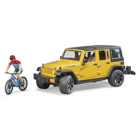 Bruder 02543 Jeep Wrangler Rubicon Unlimited w/ 1 Mountain Bike and Male Cyclist