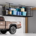 thumbnail image 6 of Overhead Garage Storage Rack, 700 lb Capacity, Adjustable Height 22-42", Heavy Duty Ceiling Mounted, Side Panels for Safety, Carbon Steel Construction, Black, 6 of 7