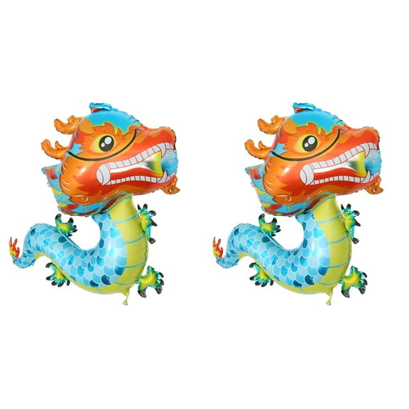 EXHUMKY Exhumky  Sky-Blue Aluminum Foil Dragon Balloons for Chinese New Year Party Decor 10Pcs