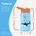 thumbnail image 2 of BOZ Kids Insulated Water Bottle with Straw Lid - Stainless Steel Vacuum Double Wall Toddler Water Bottle, 14 oz (414ml) Scratch-Resistant BPA-Free and Dishwasher-Safe Kids Water Bottle (Shark), 2 of 8
