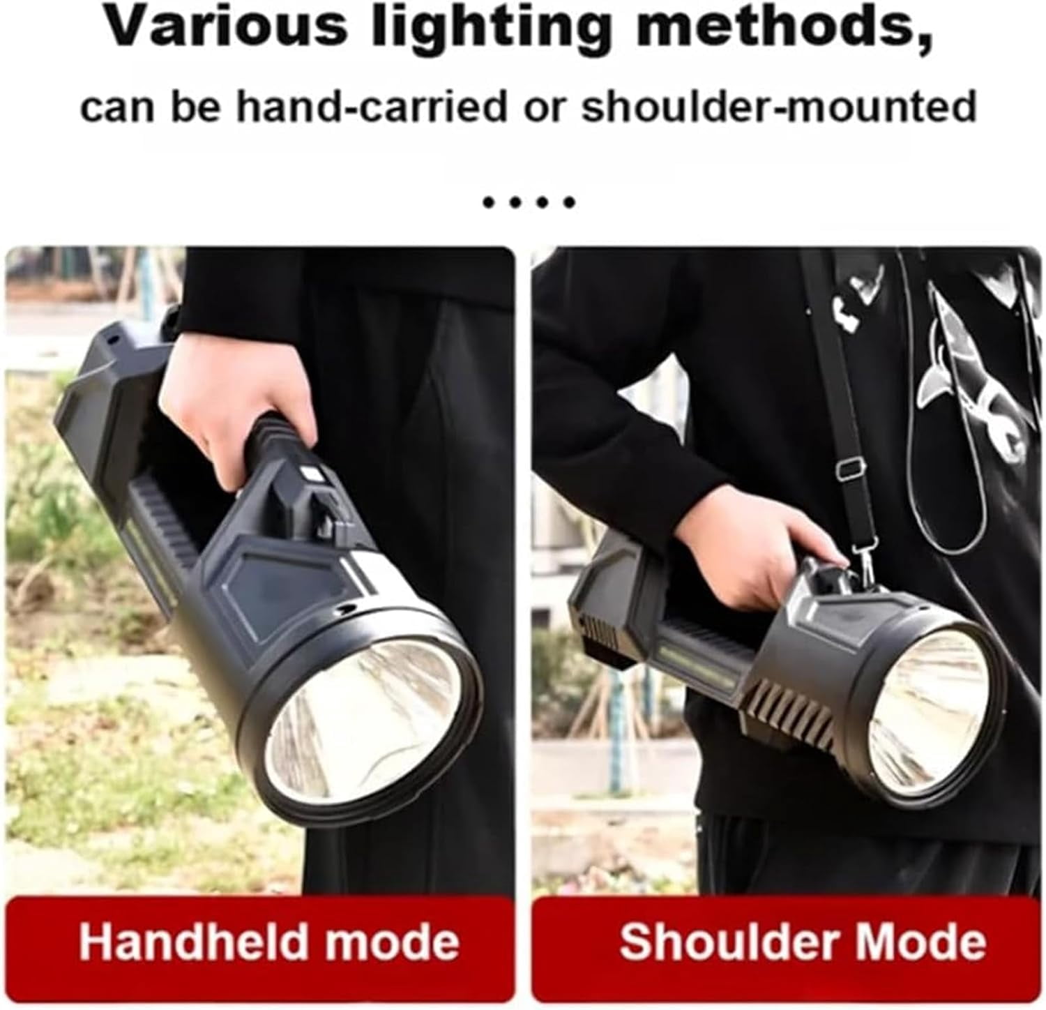 New German 1000000 lumens Waterproof Spot Lights Handheld Large searchlight, Asaruley Light, Spot Lights Outdoor Handheld, Rechargeable Solar Tactical Flashlight