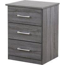 Maklaine Engineered Wood Contemporary 3 Drawer Nightstand in Gray