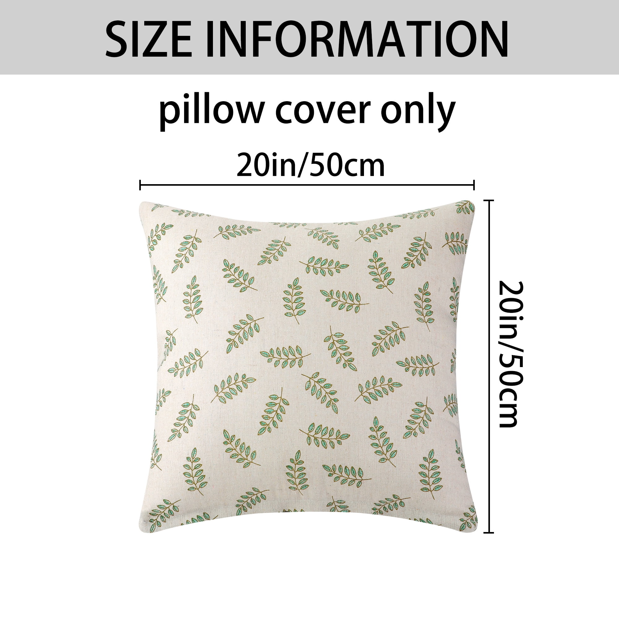 Unique Bargains Spandex Soft Home Decor Throw Decorative Pillow Covers (2 Count) Small Green Leaves 20" x 20"