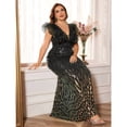thumbnail image 5 of AURA Plus Size Evening Dress Deep V Neck Sequin Slim Fit Party Long Skirt 0XL-4XL, 5 of 8