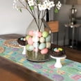 thumbnail image 6 of Newhomestyle Easter Egg Table Runner 13 x 72 inch Happy Easter Spring Colorful Eggs Teal Green Background Table Runner Non-Slip Dresser Scarves for Easter Decorations, Party, Dinner Gatherings, 1 Pack, 6 of 9