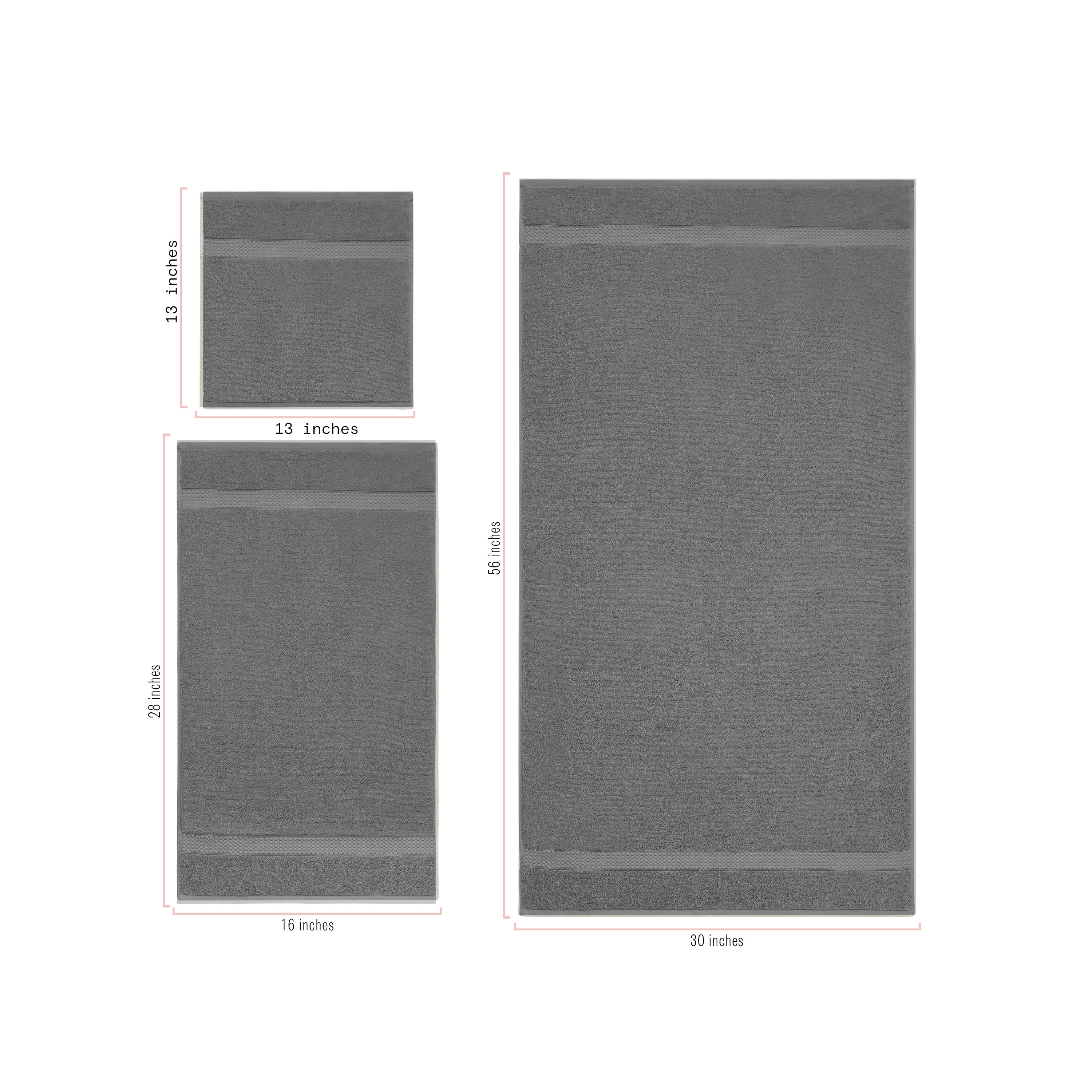 Beautiful by Drew Barrymore 6-Piece Dobby Bath Towel Set, Soft 100% Cotton, Charcoal Gray