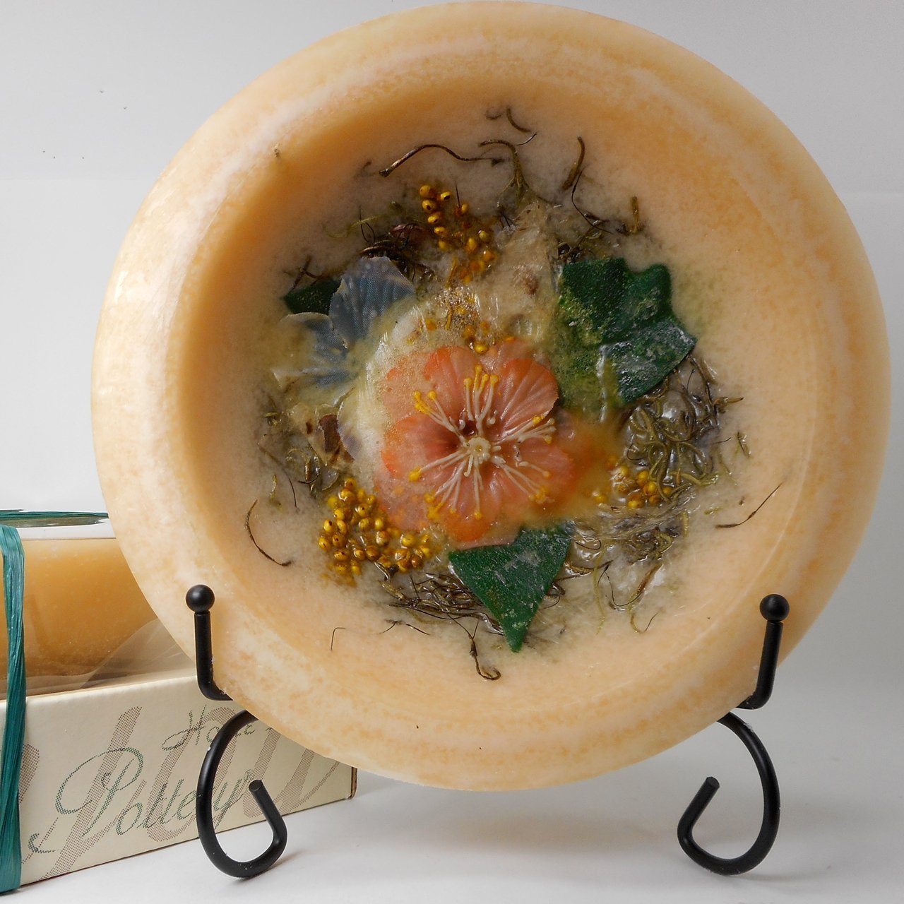  Peach Blossom Wax Pottery Bowl 7 Inch With Free Stand, 7