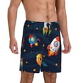 thumbnail image 2 of Vsdgher Spaceships and Stars Print Men's Pajama Shorts Lounge Bottoms Sleep Shorts Elastic Waist Lightweight PJ Shorts with Pockets-XX-Large, 2 of 6