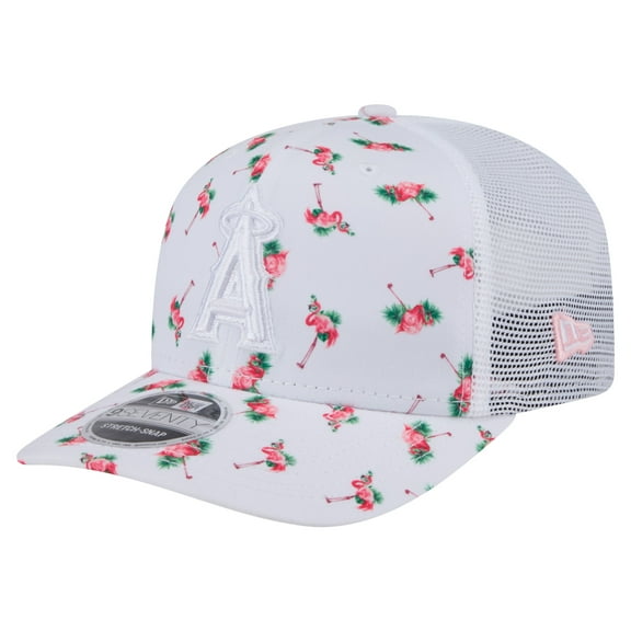 Men's-New Era White Los Angeles Angels Flamingo Mesh Back 9SEVENTY Stretch-Snap Hat