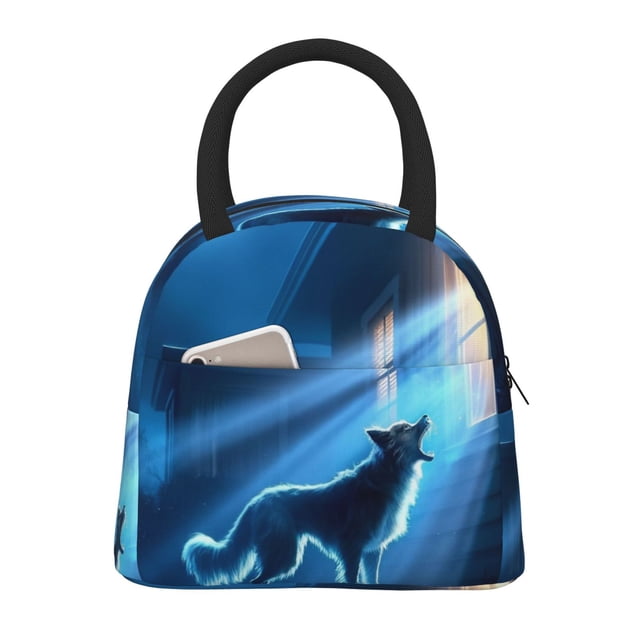 Disketp A Wolf Barks Out A Window Bolsa Térmica para Almuerzo, Lonchera con Abertura Amplia y Gran Capacidad, Organizador Reutilizable para Mujeres, Hombres y Adultos