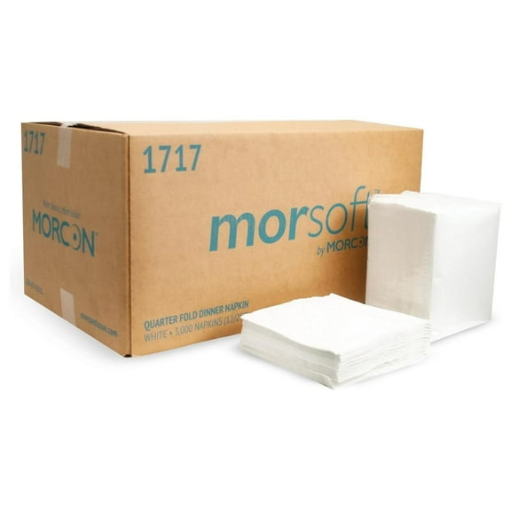 Paper Dinner Napkins, 1-Ply, 17 x 17, White - 12 packs of 250 napkins each.