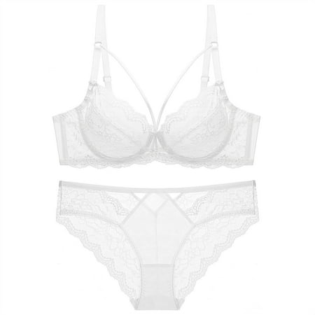 Sentmoon Sexy Lingerie for Women Thin Sponge Transparent Bra With Large Chest And Small Lace Women s Sexy Lingerie Bra Set Women s Lingerie  Sleep & Lounge Valentines Day Gifts for Her Clearance Sal