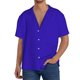 thumbnail image 1 of Balery Darkblue Camisa Casual de Manga Corta con Botones para Hombre, Texturizada, Estilo Cubano, para Playa, Verano-4X-Large, 1 of 5